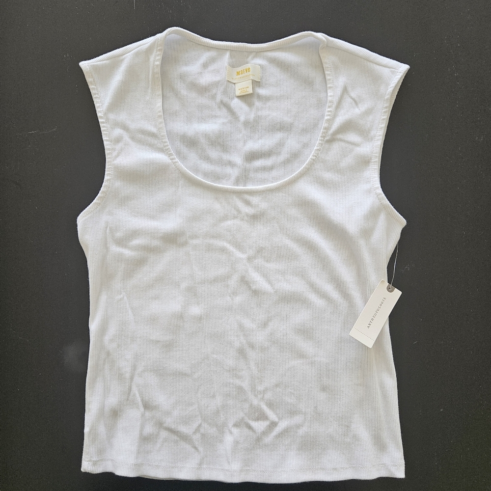Anthropologie White Sleeveless Top